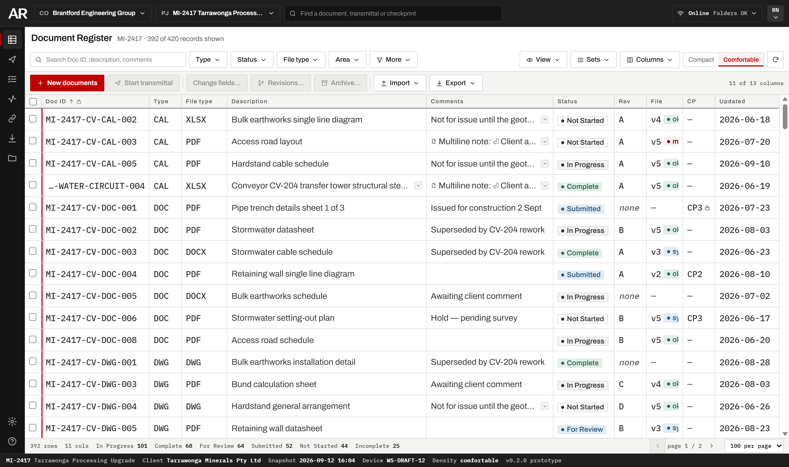 One central place to manage the whole project, working directly with the folder structure you already have — not a copy of it, and not a spreadsheet somebody has to keep up to date.